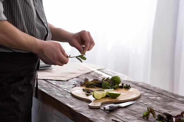 talent in kitchen with herbs